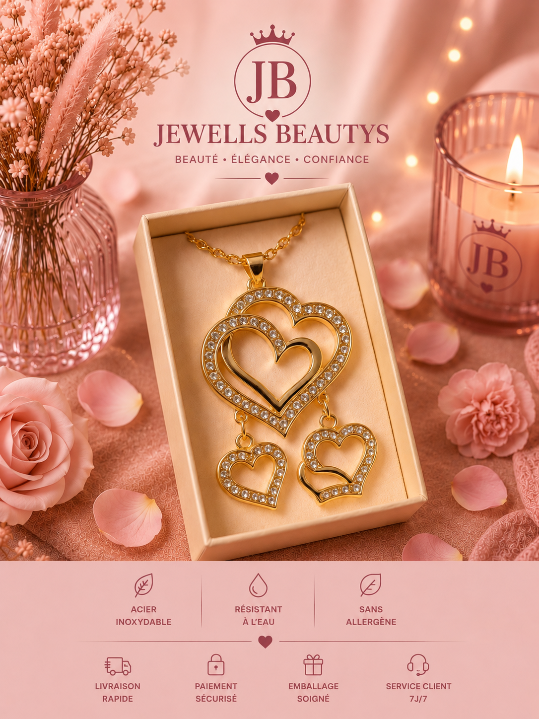 Parure cœur diamant
